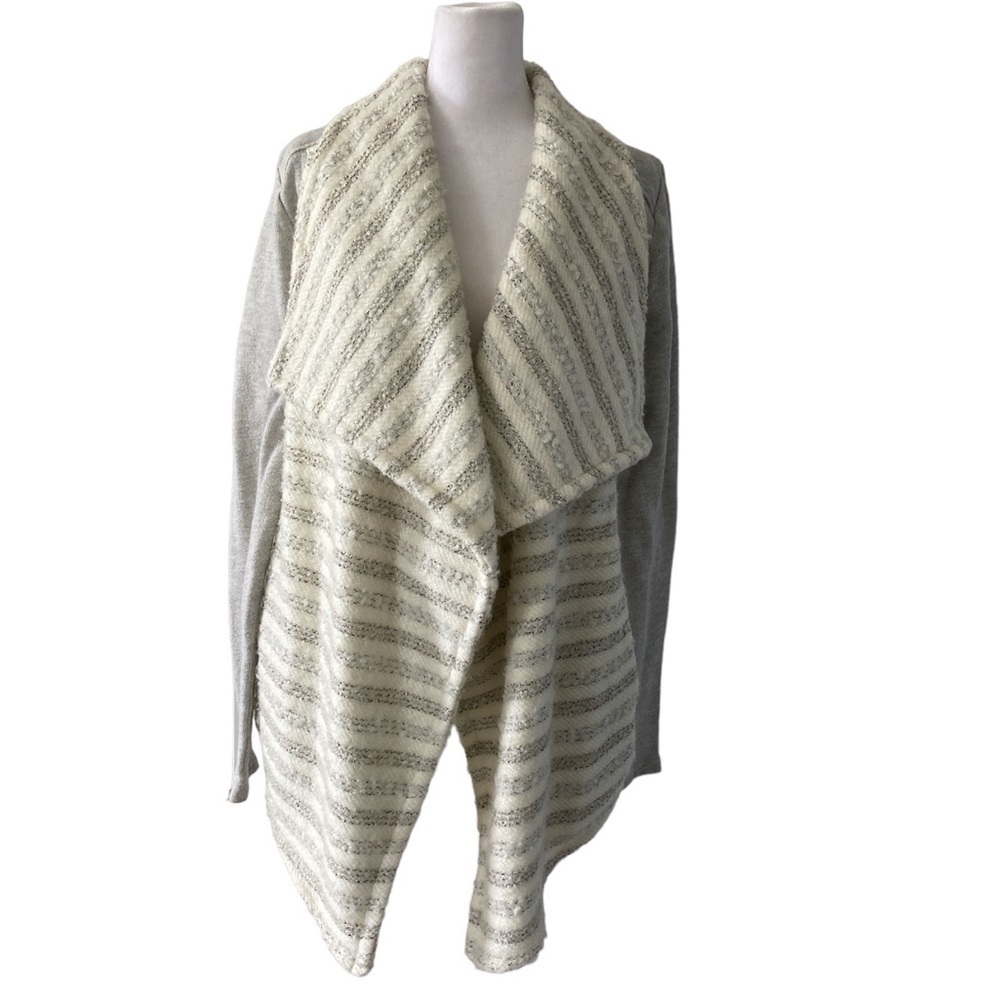 Lucky Brand small sweater cardigan gray white gold